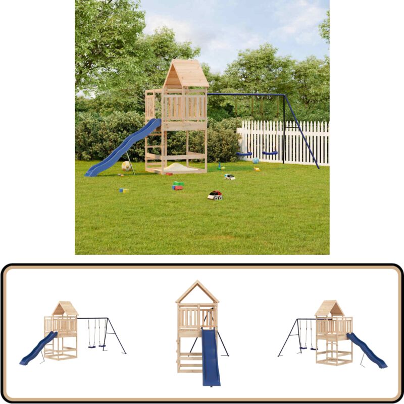 Vidaxl - Aire de jeux d'extérieur bois de pin massif - Jeux D'extérieurs - Aire De Jeux - Jouet Enfant - Bac à Sable - Toboggan