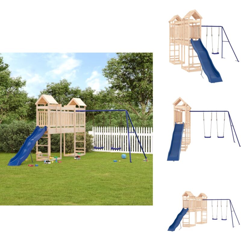 Aire de jeux d'extérieur bois de pin massif - Jeux D'extérieurs - Aire De Jeux - Maisonnette Enfant - Jouet Extérieur - Toboggan