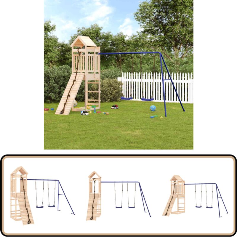 Vidaxl - Aire de jeux d'extérieur bois de pin massif - Jeux D'extérieurs - Aire De Jeux - Toboggan - Balançoires - Cabane Enfant