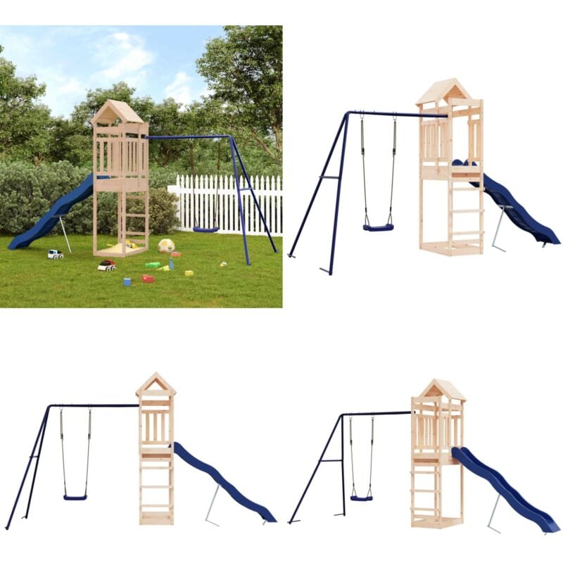 Vidaxl - Aire de jeux d'extérieur bois de pin massif - Jeux D'extérieurs - Aire De Jeux - Tour De Jeu - Toboggan - Balançoire - Home & Living