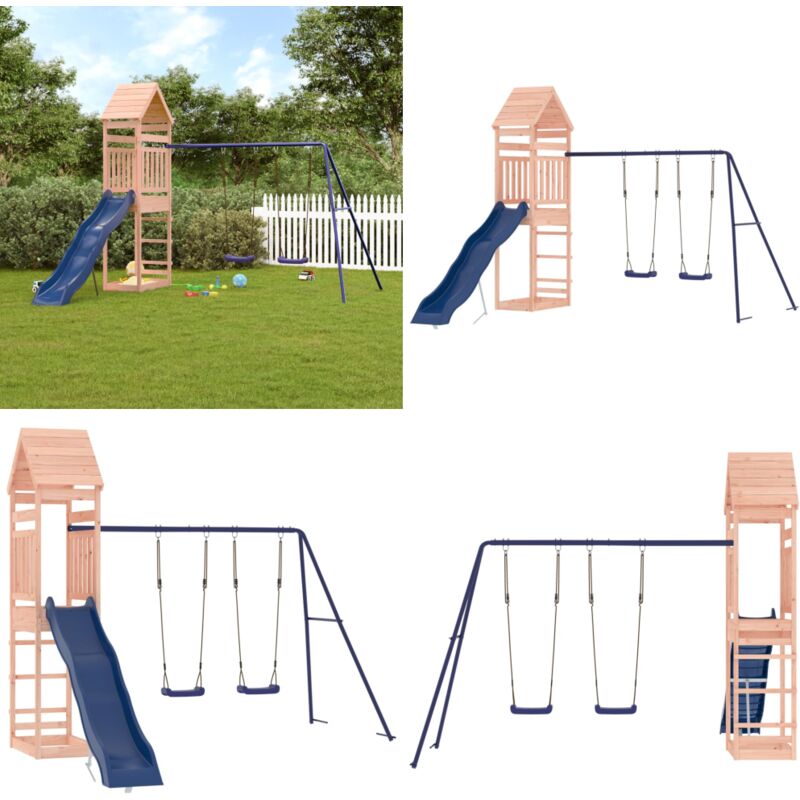 Aire de jeux d'extérieur bois massif de douglas - Aire De Jeux Enfant - Jouet Extérieur - Jeux De Plein Air - Bac à Sable - Toboggan - Home & Living