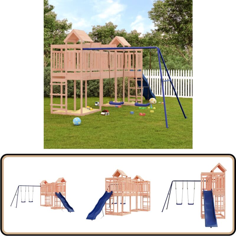 Vidaxl - Aire de jeux d'extérieur bois massif de douglas - Aire De Jeux Extérieur - Jeux D'enfants - Jeux En Bois - Toboggan - Balançoires