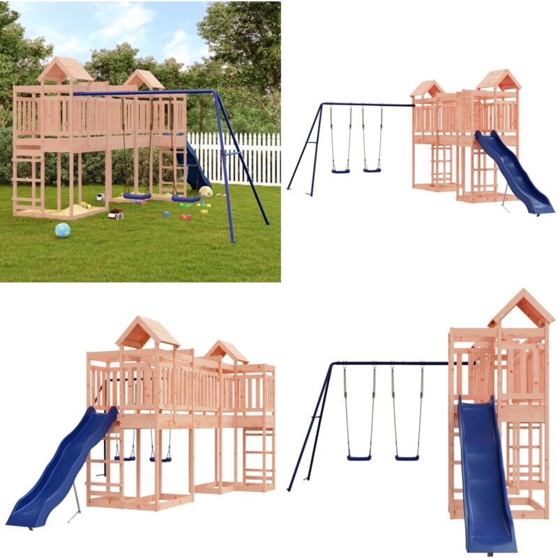 Aire de jeux d'extérieur bois massif de douglas - Aire De Jeux Extérieur - Jeux D'enfants - Jeux En Bois - Toboggan - Balançoires - Home & Living