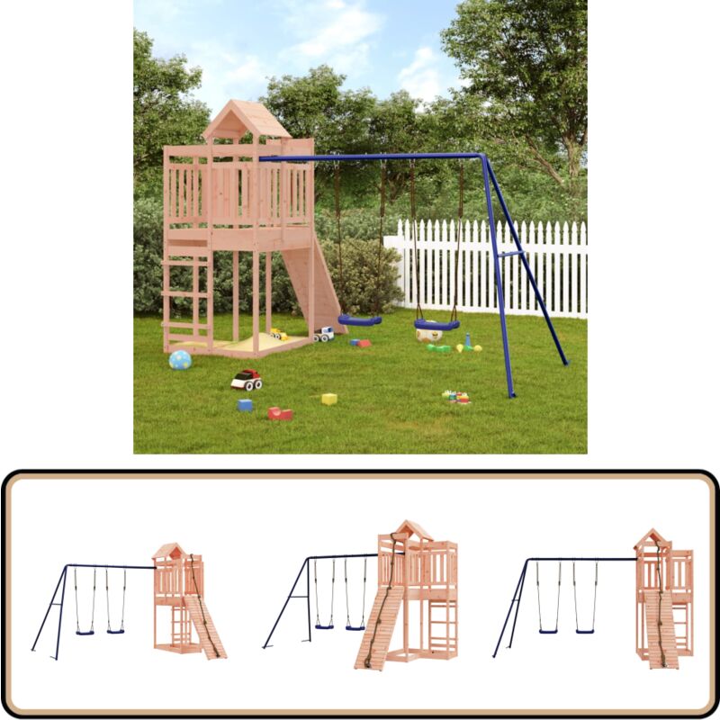 Vidaxl - Aire de jeux d'extérieur bois massif de douglas - Aire De Jeux Extérieur - Jouet Enfant - Jeux De Plein Air - Toboggan - Balançoires