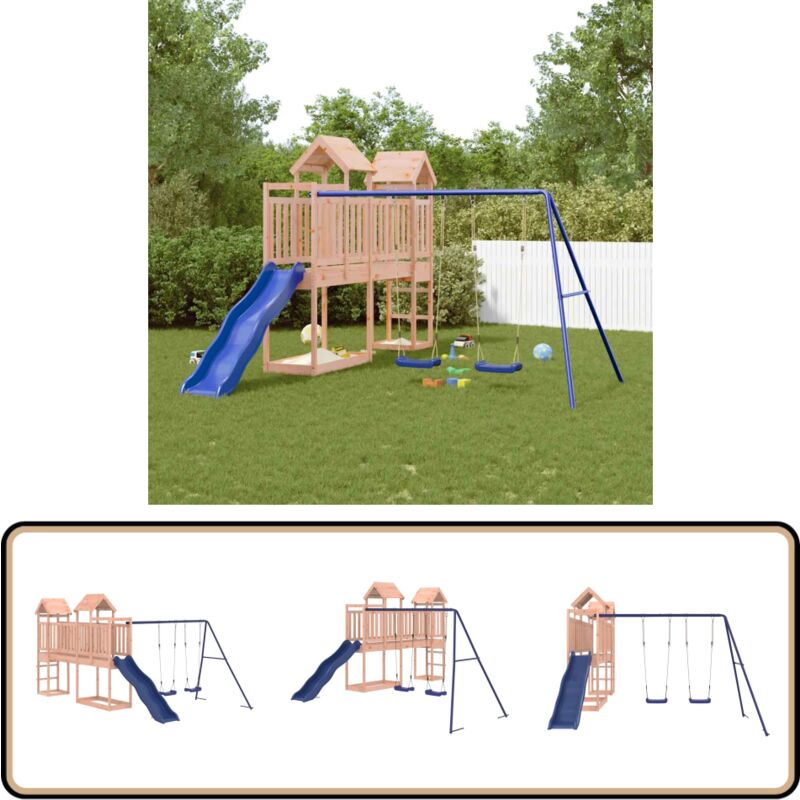 Vidaxl - Aire de jeux d'extérieur bois massif de douglas - Aire De Jeux Extérieur - Jouet Enfant - Jeux De Plein Air - Toboggan - Balançoires