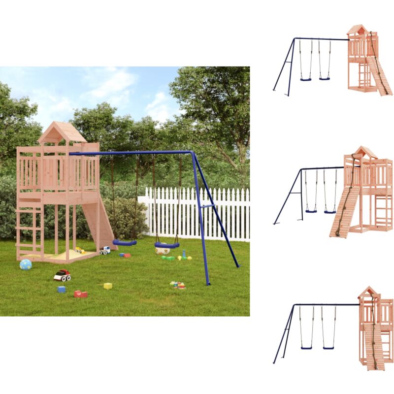 Vidaxl - Aire de jeux d'extérieur bois massif de douglas - Aire De Jeux Extérieur - Jouet Enfant - Jeux De Plein Air - Toboggan - Balançoires