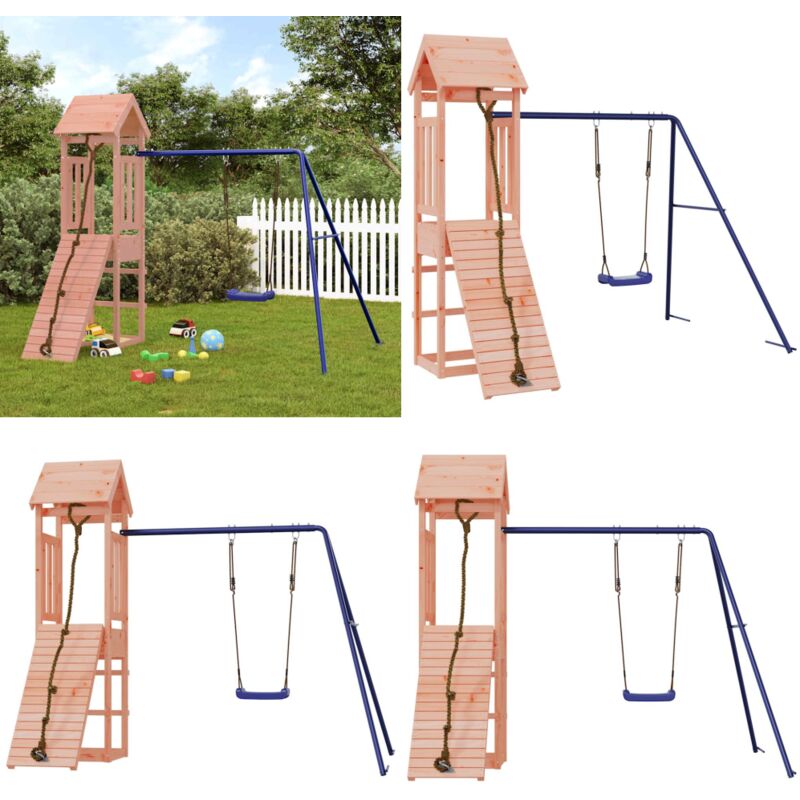 Aire de jeux d'extérieur bois massif de douglas - Ensemble De Jeux Extérieur - Jeux De Plein Air - Maisonnette De Jeu - Toboggan - Balançoire - Home