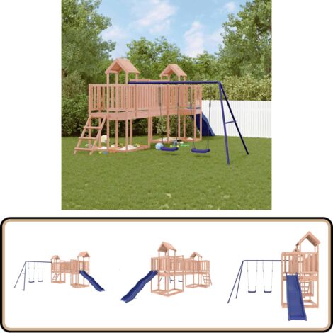 Aire de jeux d'extérieur bois massif de douglas - Ensemble De Jeux Extérieur - Maisonnette De Jeu - Jouet En Bois - Aire De Jeux - Toboggan