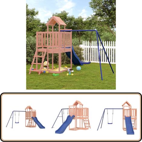 Aire de jeux d'extérieur bois massif de douglas - Ensemble De Jeux Extérieur - Maisonnette De Jeu - Jouet En Bois - Aire De Jeux - Toboggan