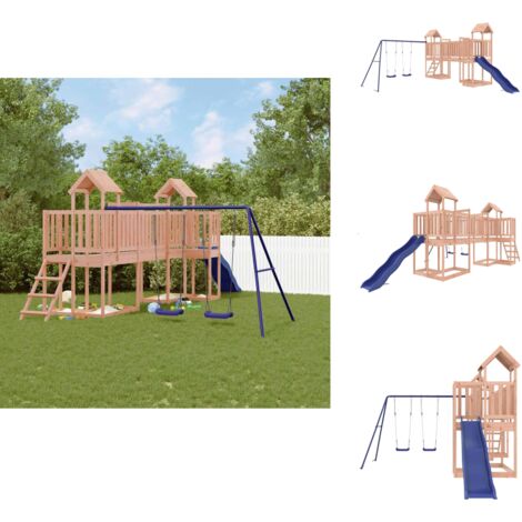 Aire de jeux d'extérieur bois massif de douglas - Ensemble De Jeux Extérieur - Maisonnette De Jeu - Jouet En Bois - Aire De Jeux - Toboggan