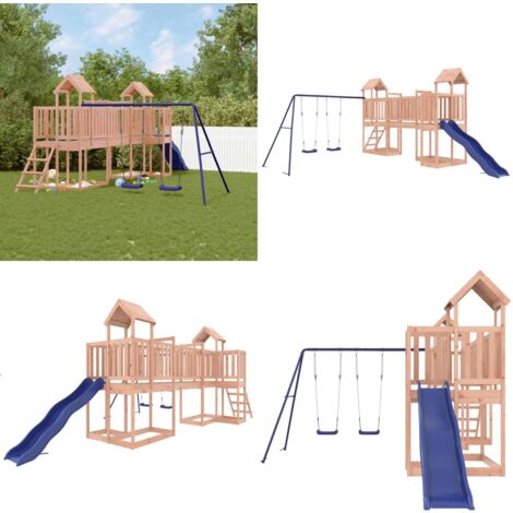 Aire de jeux d'extérieur bois massif de douglas - Ensemble De Jeux Extérieur - Maisonnette De Jeu - Jouet En Bois - Aire De Jeux - Toboggan - Home & Living