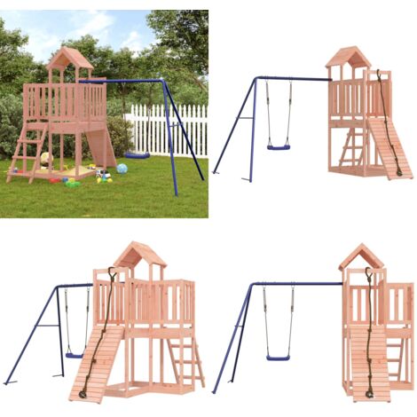 Aire de jeux d'extérieur bois massif de douglas - Ensemble De Jeux Extérieur - Maisonnette De Jeu - Jouet En Bois - Aire De Jeux - Toboggan - Home & Living