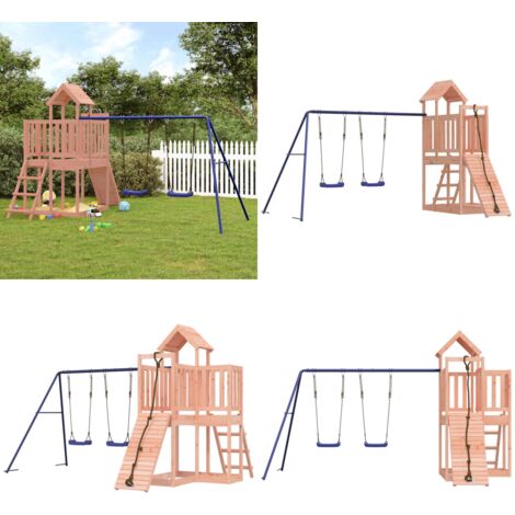Aire de jeux d'extérieur bois massif de douglas - Ensemble De Jeux Extérieur - Maisonnette De Jeu - Jouet En Bois - Aire De Jeux - Toboggan - Home & Living