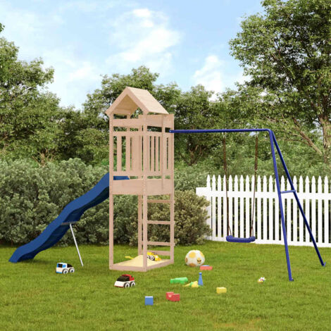 Aire de Jeux d'extérieur, Maison enfant exterieur, Maisonnette de jeu bois de pin massif LKOWF20336