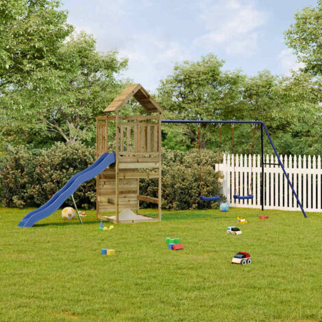 Aire de Jeux d'extérieur Maisonnette de jeu  Maison enfant exterieur bois de pin imprégné 18793