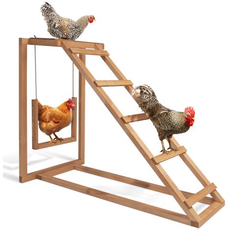 main image of "Aire de jeux en bois pour poules avec balançoire et perchoir"
