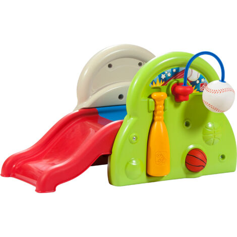 Aire de jeux enfant en plastique avec toboggan 3 en 1 – Panier de basketball, baseball et batte – Dimensions 73,7 x 68,6 x 39,4 cm – Step 2 - Step2