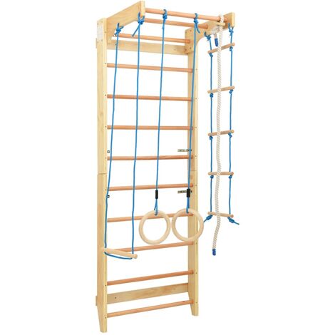 Aire de jeux intérieure d'escalade 80 x 58 x 220 cm avec anneau d'échelles bois - Bois