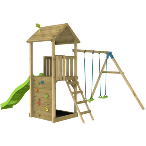 Aire de jeux OLIVÈTE SKYWOOD plateforme toboggan - bac à sable - bois FSC®