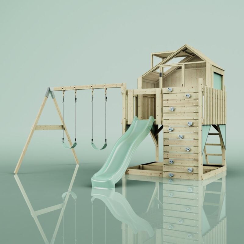 Aire de jeux PolarPlay Lasse Vert 414 x 399 cm Balançoire pour enfants