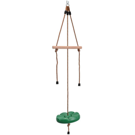 Aire de jeux,Échelle de corde deux-en-un pour enfants échelle d'escalade extérieure balançoire de jardin échelle balançoire disque en plastique balançoire vert foncé..DEBUNS