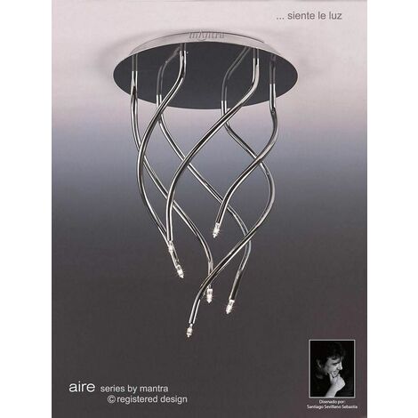 main image of "Aire Round Ceiling Light 6 Bulbs G4 Vertical Arms, Polished Chrome"