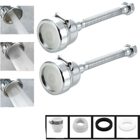 Aireador de grifo, giratorio 360°, 3 modos, cabezal de boquilla para grifo, para cocina y baño, 2 piezas (extensible)