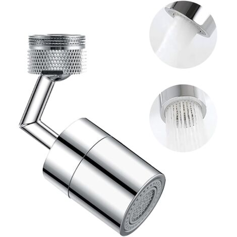 Aireador de grifo giratorio de doble función para fregadero - Cabezal rociador de 2 flujos - Extensión de grifo flexible para cocina/baño - Lavado de cara, gárgaras, irrigación ocular