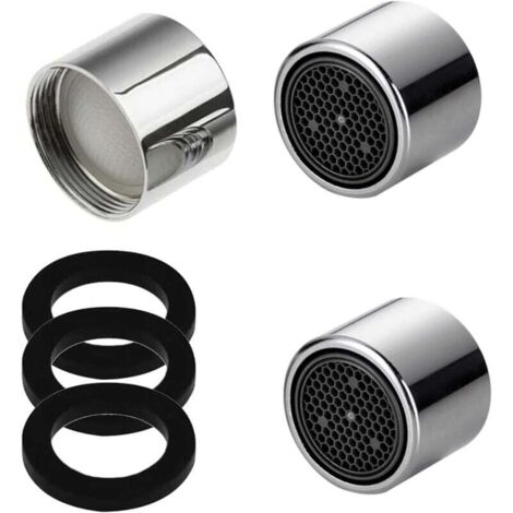 Aireador de grifo KZQ de 3 piezas, ahorrador de agua con filtro de acero inoxidable para grifo de fregadero de baño y cocina, incluye 3 juntas.