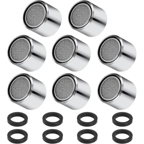Aireador de grifo M22 de 8 piezas, aireador de grifo de acero inoxidable, aireador de grifo ahorrador de agua con filtro, incluye 8 almohadillas para fregadero de baño y cocina.