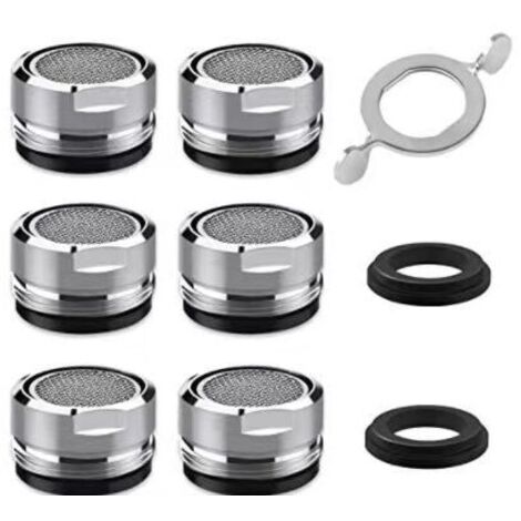 Aireador de grifo M24 de 6 piezas, aireador de grifo ahorrador de agua con filtro de acero inoxidable y ABS
