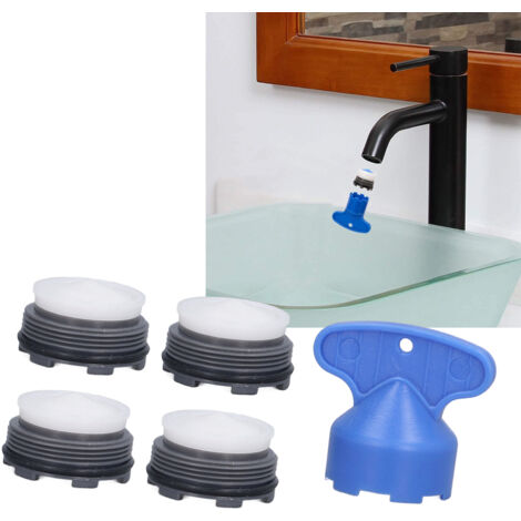 Aireador de grifo M24 mm con llave, protector antisalpicaduras de ABS para cocina y baño (juego de 4)