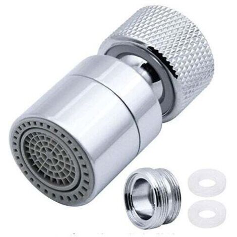 Aireador de grifo mezclador de latón, giratorio 360°, 2 modos ajustables, filtro para grifos mezcladores de cocina con adaptador de caño – para grifos mezcladores con rosca exterior M22 o rosca interi