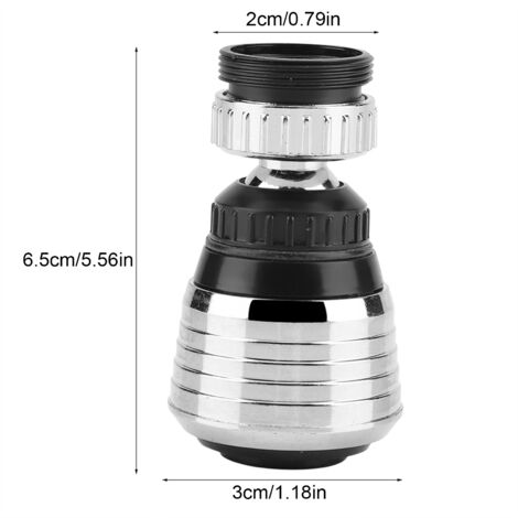 Aireador de grifo turbo ahorrador de agua con boquilla giratoria de 360° para fregaderos: función de ahorro de agua a alta presión y dos modos de caño, 6,5 cm de diámetro, material robusto, 1 unidad.