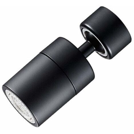 Aireador y filtro de agua para grifo, color negro, boquilla giratoria de 360° para grifo de cocina, aireador de grifo con 2 modos de ahorro de agua, filtro de agua para grifo de lavabo de cocina y bañ