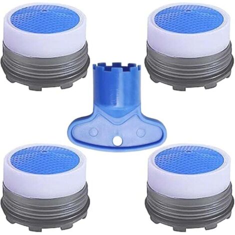Aireadores cubiertos M16.5 (4 piezas) - Repuestos para grifos de cocina y baño - Con llave de extracción - Ahorra agua - Para propietarios y fontaneros