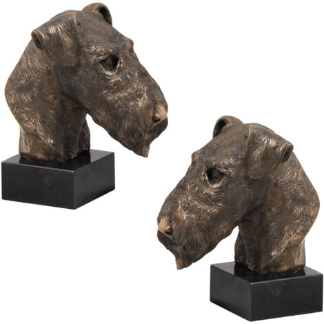Airedale Terrier, Waterside Terrier - Hundestatuette, Büste auf Steinsockel, Skulptur, Trophäe für eine Hundeausstellung von Art-Dog