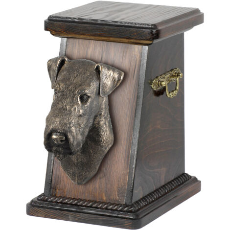 Airedale Terrier, Waterside Terrier - urna per ceneri di cane, urna elegante con statuetta, urna commemorativa con busto di cane di Art-Dog