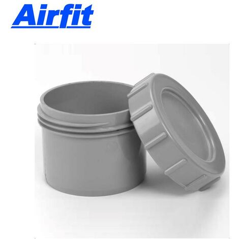 AIRFIT Endstopfen, Muffenstopfen mit Schraubverschlusskappe, grau, DN40
