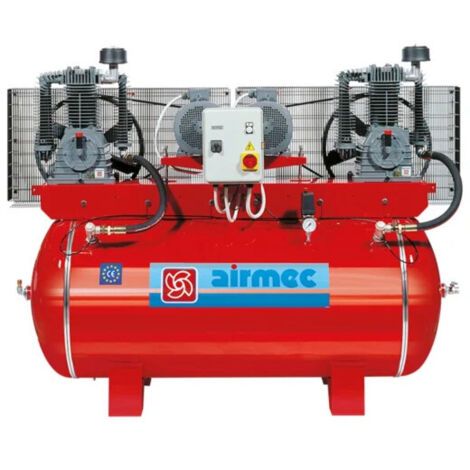 AIRMEC CF 977 TANDEM 7,5+7,5 HP 2148 LT/min 900 LITRI Compressore Aria TRIFASE