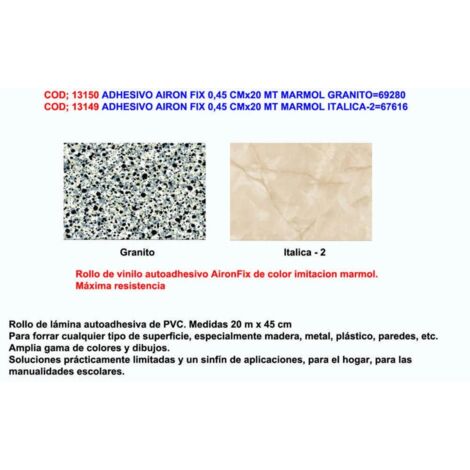 Airon Fix Adhésif 0,45 cm x 20 m Marbre Italica 267616