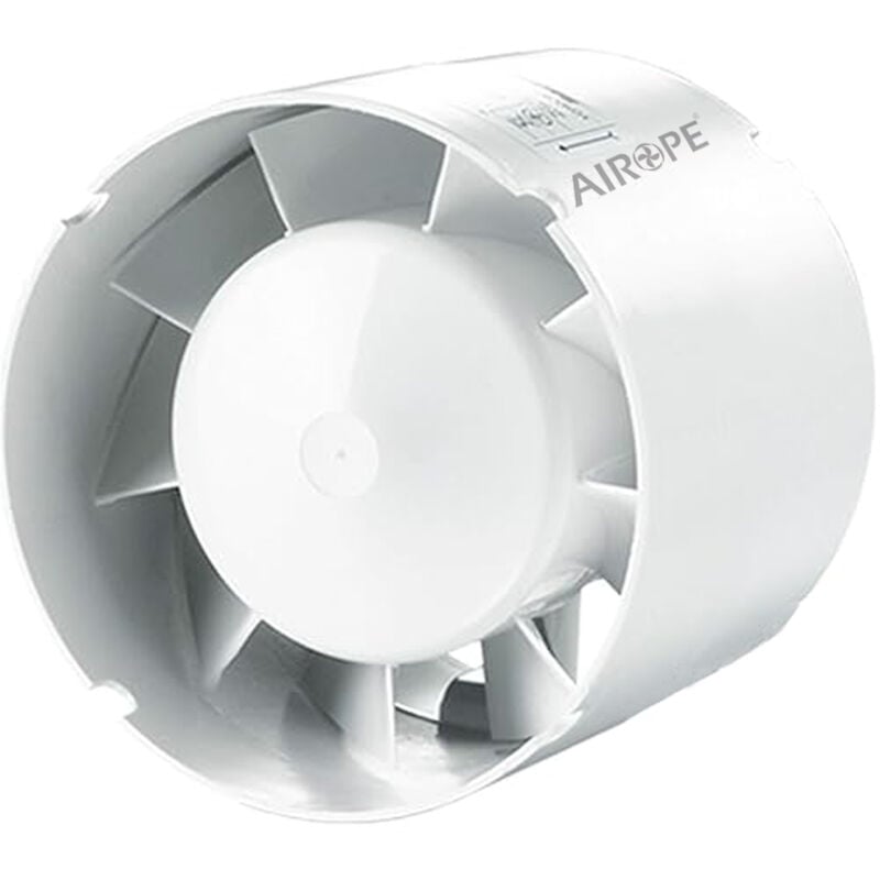 Airope - ba - 100 mm Extracteur D'air Silencieux,105 m3/h,14 W,Conduit en ligne,Axial de la gain,Économe en énergie,Pour le