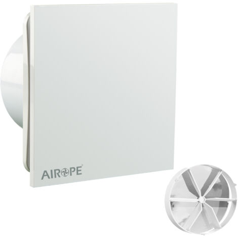 Airope – Extracteur d'air VMC simple flux 100 mm AB100 – Débit 92 m³/h – Silencieux 33 dBA – Clapet anti-retour – Installation murale et plafond