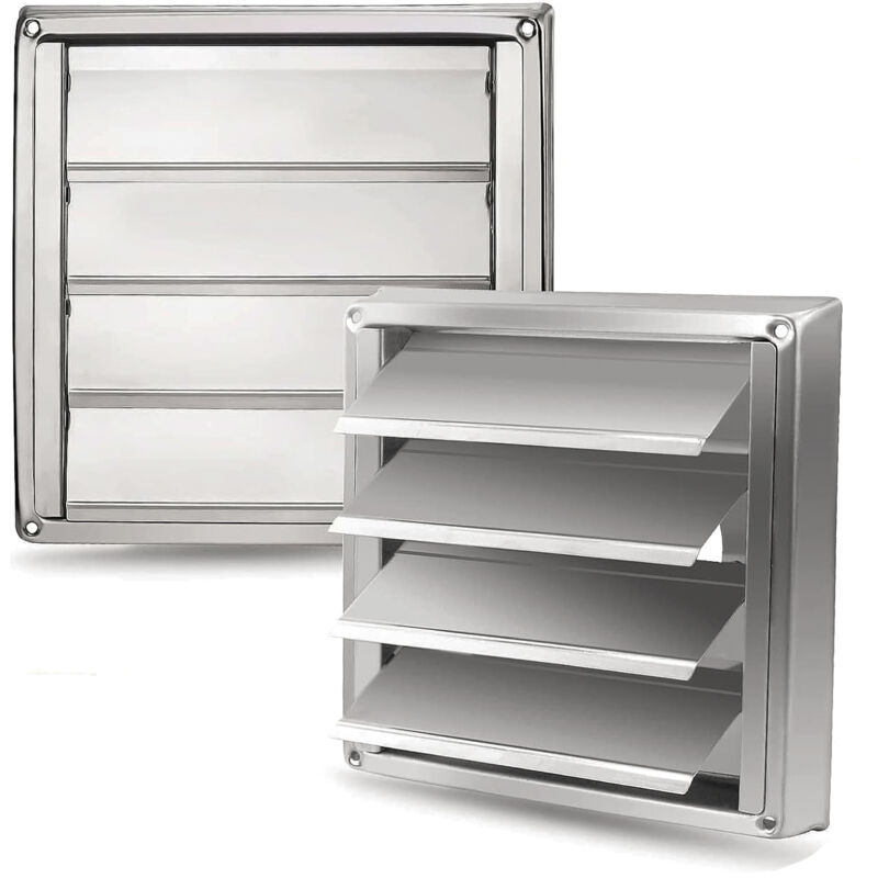 Yk- Grille d'Aération en Acier Inoxydable 150 mm -Résistante aux Intempéries avec Volets de Fermeture Automatique Anti-Retour-Parfaite pour