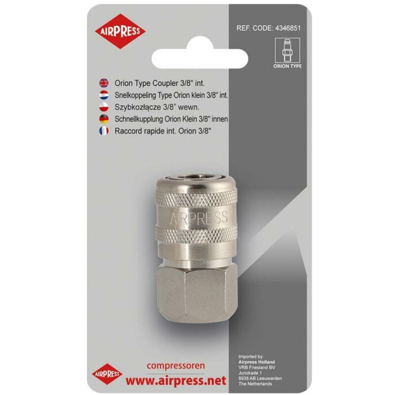 Airpress 4346851 Raccord Rapide Type Orion Petit Filet Femelle 3/8