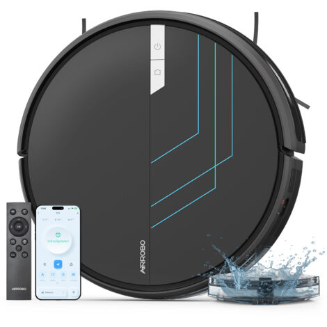 Airrobo – Aspirateur robot laveur 3000Pa – Wi-Fi, commande vocale Alexa – Auto-chargeur, 120 min d'autonomie – Nettoyage sols durs et tapis