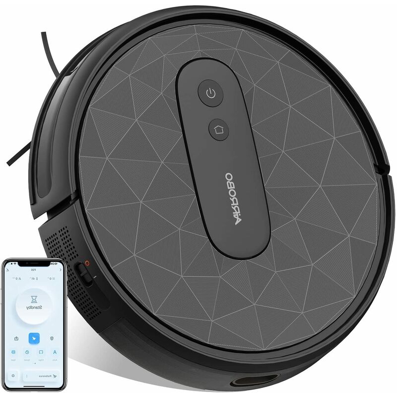 Airrobo - Aspirateur Robot P20, Aspiration 2800 Pa, Auto-rechargeables, Silencieux 55dB, Idéal pour Poils d'Animaux, Sols Durs, Tapis à Poils Ras