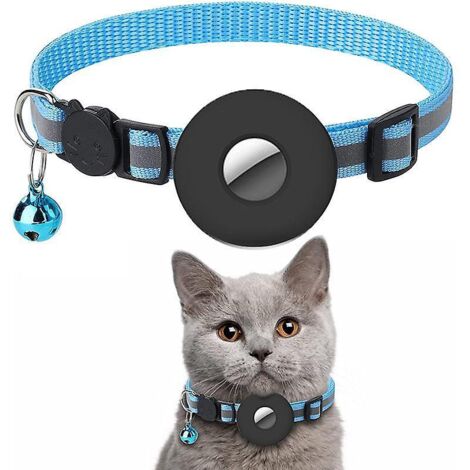 airtag Bleu Rflchissant Chat Collier (sans Localisateur) Avec Cloches Et Airtag Support Compatible Avec Apple Airtag Mignon Chat Collier Avec Ferm