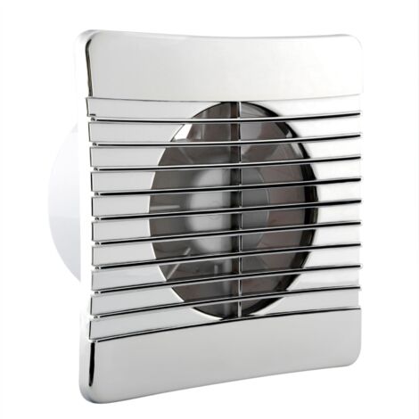Airvent Low Profile Extractor Fan Timer Controlled Chrome Bathroom Toilet 100mm