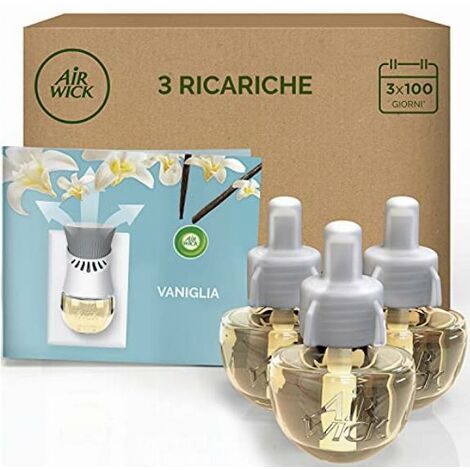 Airwick 3 Ricariche per Diffusore Elettrico di Oli Essenziali, Fragranza Vaniglia Thè Bianco